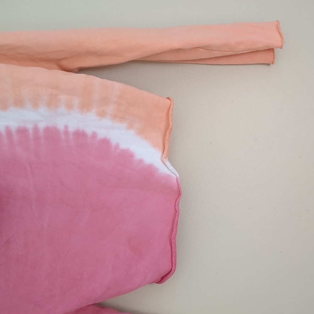 Medium Wildfox Orange And Pink Tie Dye Hoodie Cutoff Style Casual - Picture 11 of 14
